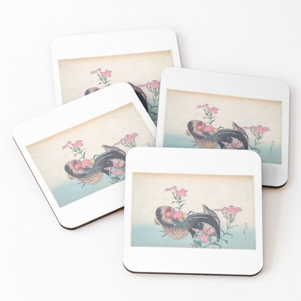 Item preview,  Utagawa Hiroshige  Cock, Hen, and Nadeshiko (Dianthus Superbus) Katsushika Hokusai designed and sold by TeeARTHY.