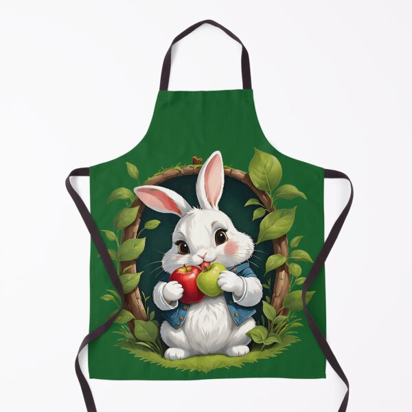 Item preview, Cute White Bunny Holding Fresh Apples Illustration | Bunny Art | Bunny Illustration | Illustration Art designed and sold by UnhingedBird.