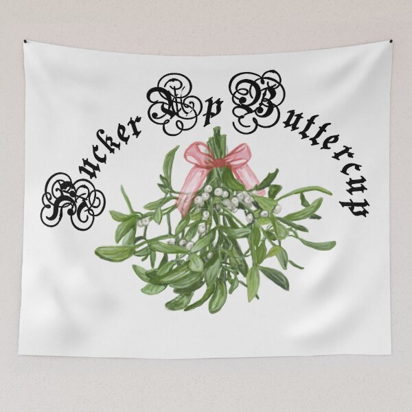 Item preview, Pucker Up, Buttercup!  Black Text with Hand Drawn Mistletoe designed and sold by MountMercantile.