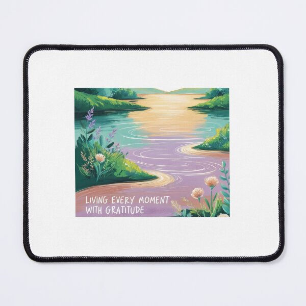 Item preview, Live Each Moment with Gratitude: Serene Lakeside Dawn Illustration designed and sold by eprojetoas.