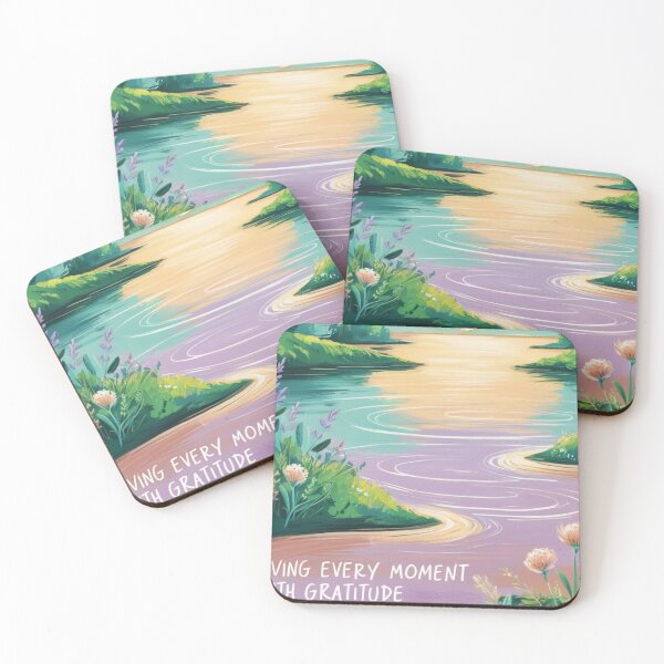 Item preview, Live Each Moment with Gratitude: Serene Lakeside Dawn Illustration designed and sold by eprojetoas.