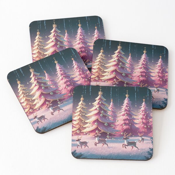 Item preview, Pink Christmas Outdoor Reindeer Scene 4 designed and sold by PinkGoddessLove.