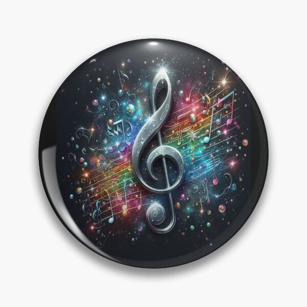 Item preview, A Silver Treble Clef On Colorful Music Notation AI Generated designed and sold by BrightrDayMusicArt.