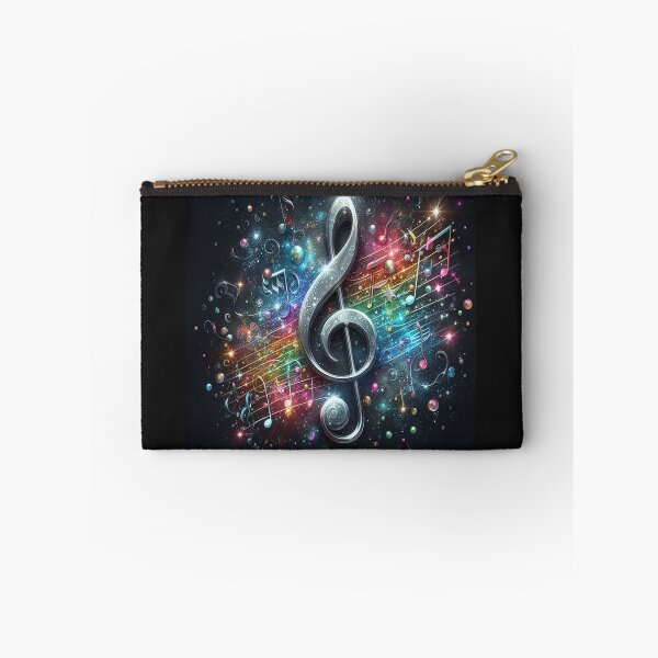 Item preview, A Silver Treble Clef On Colorful Music Notation AI Generated designed and sold by BrightrDayMusicArt.