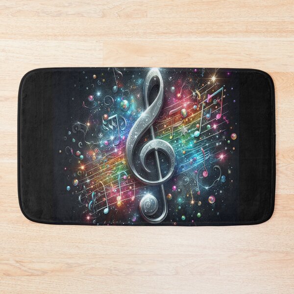 Item preview, A Silver Treble Clef On Colorful Music Notation AI Generated designed and sold by BrightrDayMusicArt.