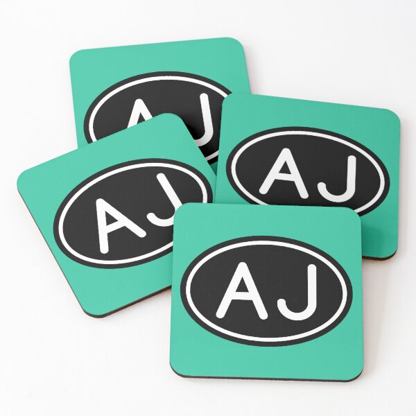 Item preview, AJ Initials Monogram Oval White Letters designed and sold by Jeallan Designs.