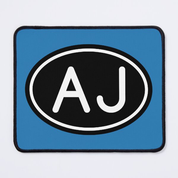 Item preview, AJ Initials Monogram Oval White Letters designed and sold by Jeallan Designs.