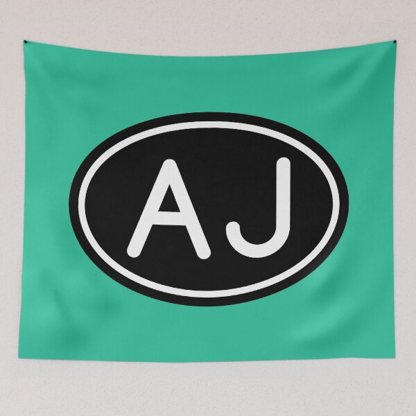 Item preview, AJ Initials Monogram Oval White Letters designed and sold by Jeallan Designs.