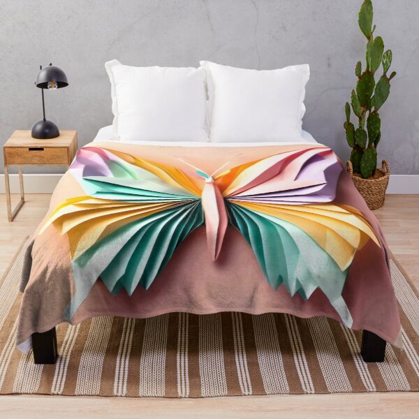 Item preview, Butterfly series printed fabric, origami, pastel colors designed and sold by janjacbu.