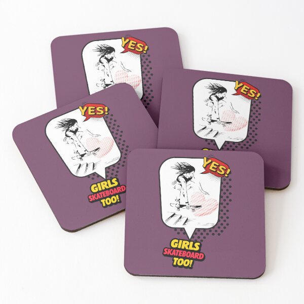 Artikelvorschau, Cartoon Comic Pop Art Design „Girls Skateboard Too“ entworfen und verkauft von Cool Ts .