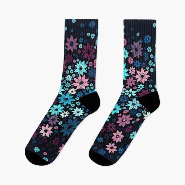 Item preview, Whimsical Floral Burst Pattern in Blue and Pink designed and sold by SportyAndArtful.