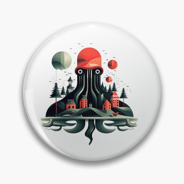 Item preview, Evil octopus attacking the town designed and sold by faberrzhe.
