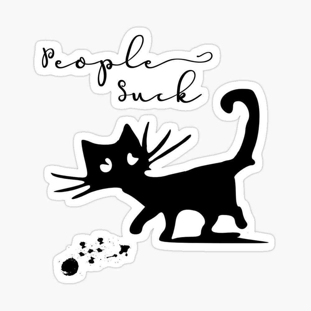 Nerdy Cat T-Shirt. People Suck Tee, Funny Cat Lover Sayings