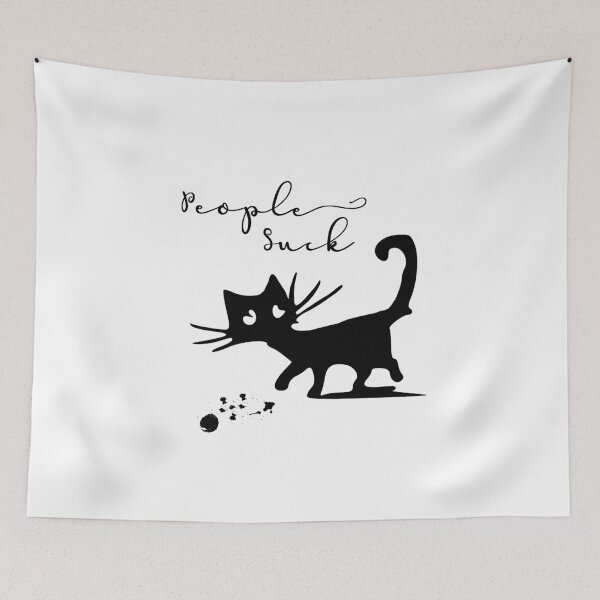 Item preview, People Suck. Nerdy Black Cat. Funny Saying designed and sold by STYLESYNDIKAT.