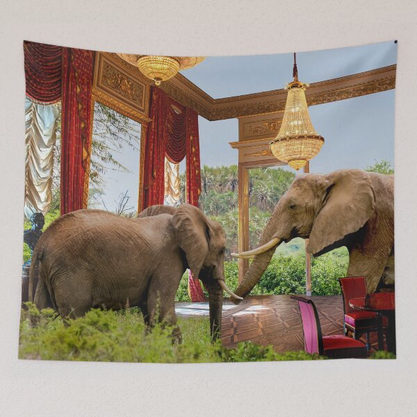 Item preview, Elephant Parade Art Print - Herd Footsteps Surreal Collage Surreal Regal Charm designed and sold by GollyWillikers.
