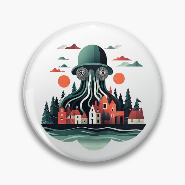 Item preview, Evil octopus attacking the town designed and sold by faberrzhe.