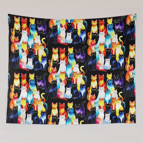 Item preview, Charming Cats Portrait: A Medley of Colors and Calm designed and sold by VikArtStudio.