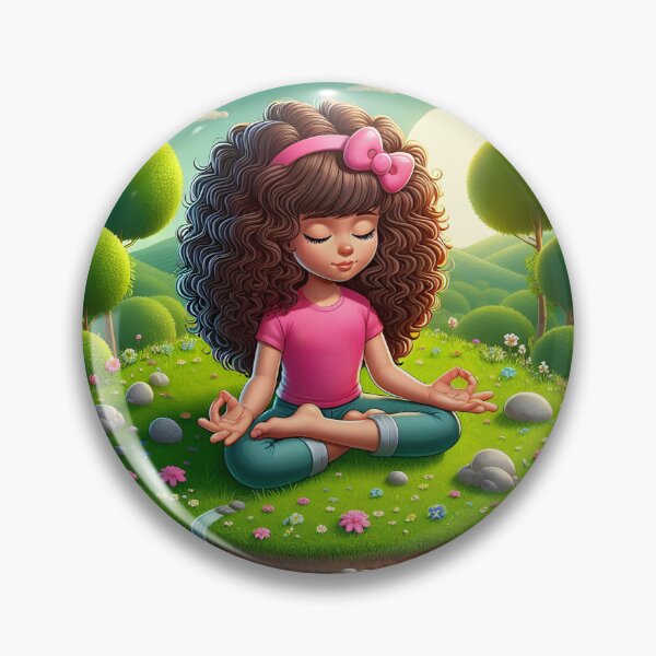 Item preview, Curly haired girl practicing Yoga in nature designed and sold by nocturnastore.