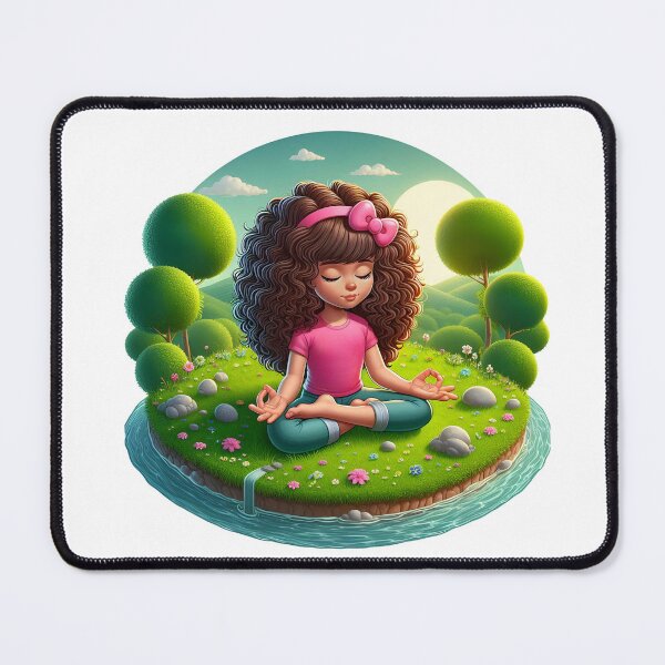 Item preview, Curly haired girl practicing Yoga in nature designed and sold by nocturnastore.