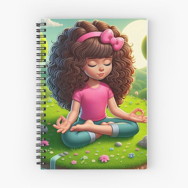 Item preview, Curly haired girl practicing Yoga in nature designed and sold by nocturnastore.