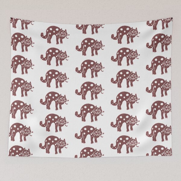 Item preview, A grinning and dancing brown cat with spots designed and sold by CrittersByLola.
