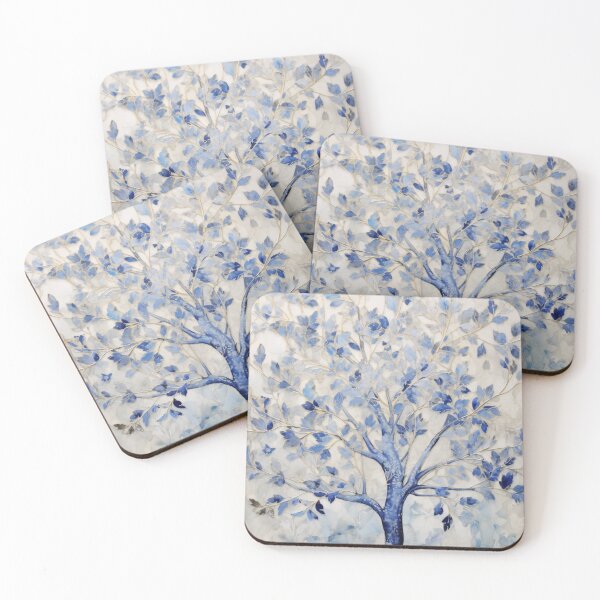 Item preview, Blue tree in minimalist landscape designed and sold by DeMuurdecoratie.