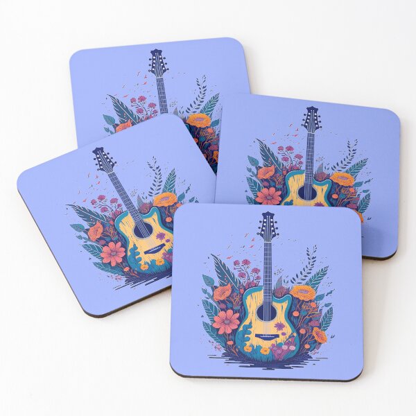 Item preview, Guitar and Flowers illustration 3 designed and sold by DigitalandPhoto.