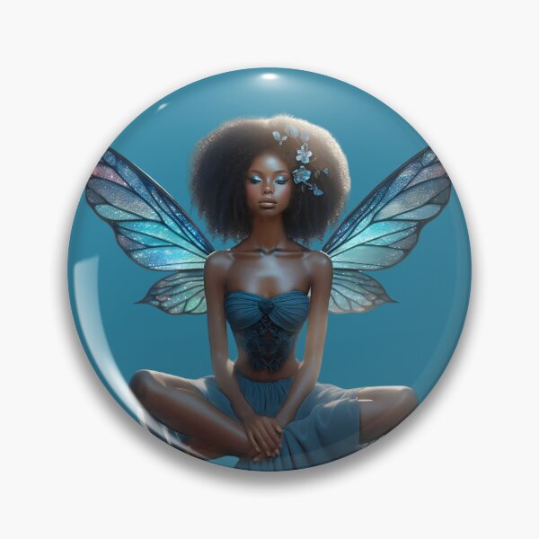 Item preview, Afro-descendant fairy with black power hair yoga designed and sold by nocturnastore.