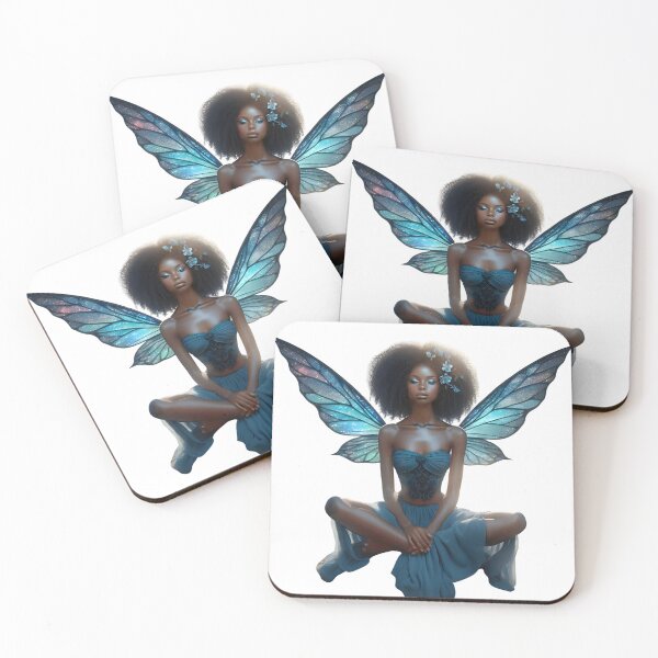 Item preview, Afro-descendant fairy with black power hair yoga designed and sold by nocturnastore.