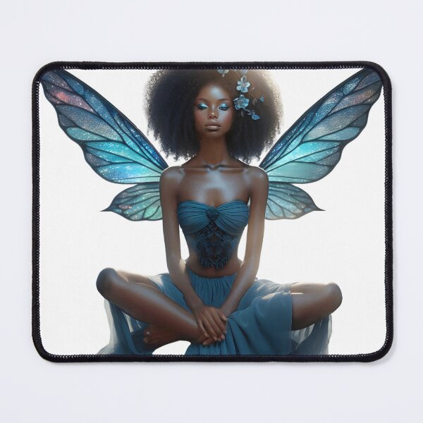 Item preview, Afro-descendant fairy with black power hair yoga designed and sold by nocturnastore.