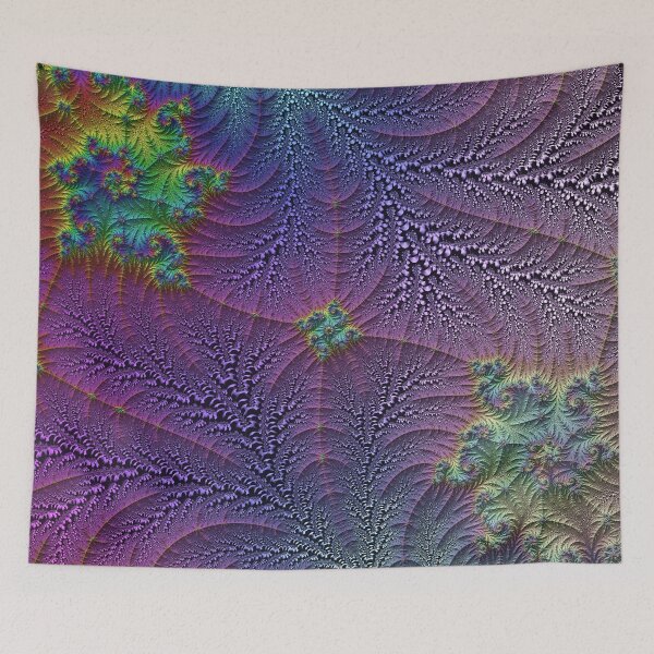 Item preview, Mandelbrot 101 - Intricate purple-blue branching color flow with vibrant self-similar fractal rainbow blossoms designed and sold by Draeger0.
