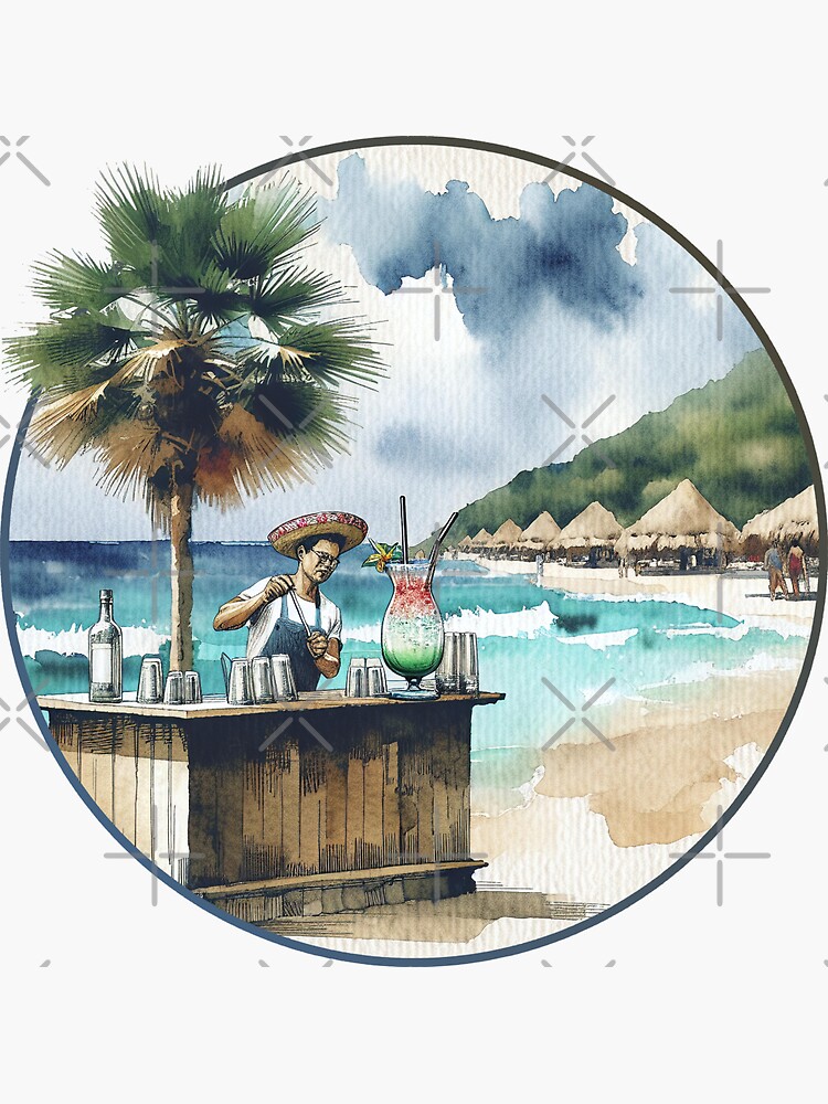 Thumbnail 3 von 3, Sticker, Mexikanische Strandbar designt und verkauft von Kobeko.