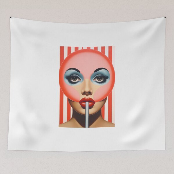 Item preview, Woman with striped lollipop designed and sold by DeMuurdecoratie.