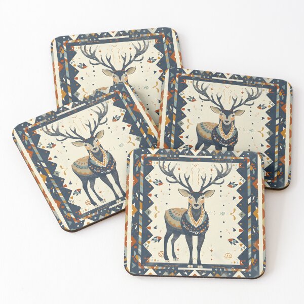 Item preview, Cool folk deer stag designed and sold by Folksy Living.