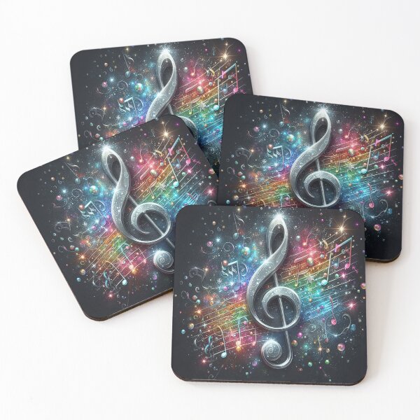 Item preview, A Silver Treble Clef On Colorful Music Notation AI Generated designed and sold by BrightrDayMusicArt.