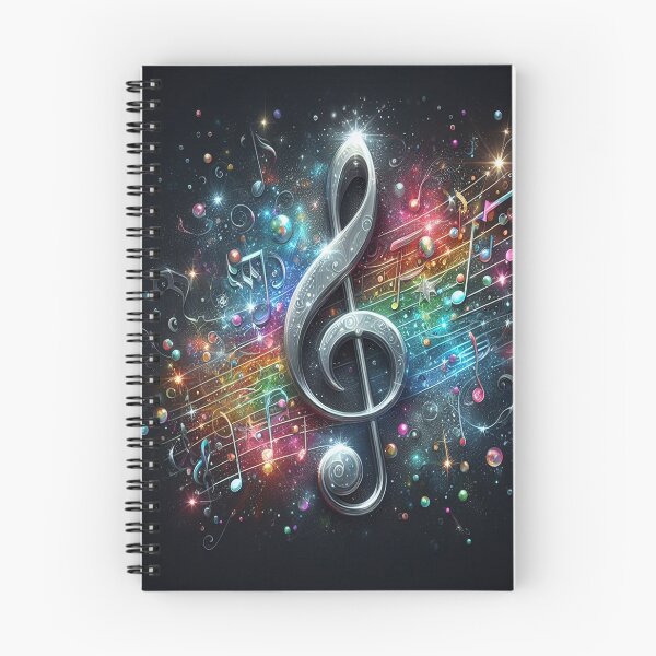 Item preview, A Silver Treble Clef On Colorful Music Notation AI Generated designed and sold by BrightrDayMusicArt.