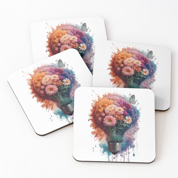 Item preview, Floral Electricity - Watercolor with flowers and a butterfly enclosed in a light bulb designed and sold by BajoTShop.
