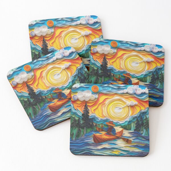 Item preview, Kayaking on a Lake Sticker or Magnet Art Paper Quiling  designed and sold by LaurenMaryStore.