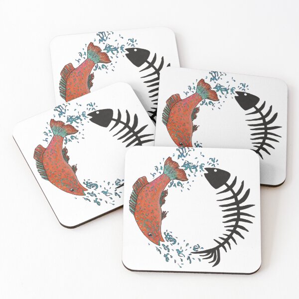 Item preview, Fish with Fish Skeleton Watercolor designed and sold by artbyjanice.