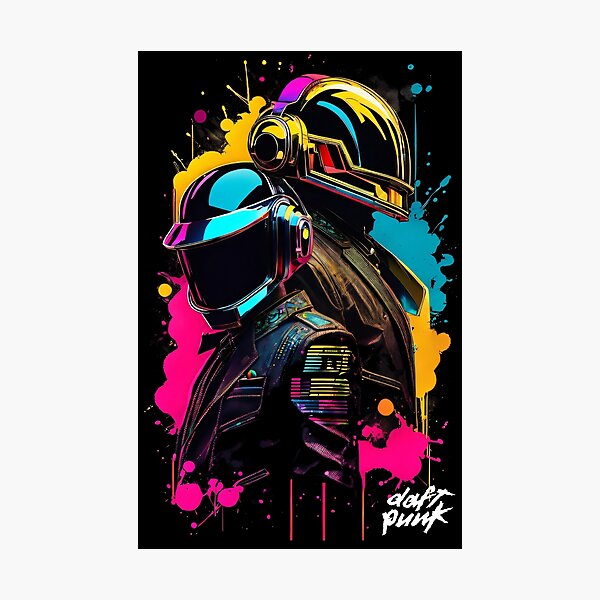 Aperçu de l'œuvre Daft Punk Tshirt, DJ Legends, Musique électronique, EDM Clubbing, Get Lucky, Casque Daft Punk créée et vendue par Kaboom-Tees.