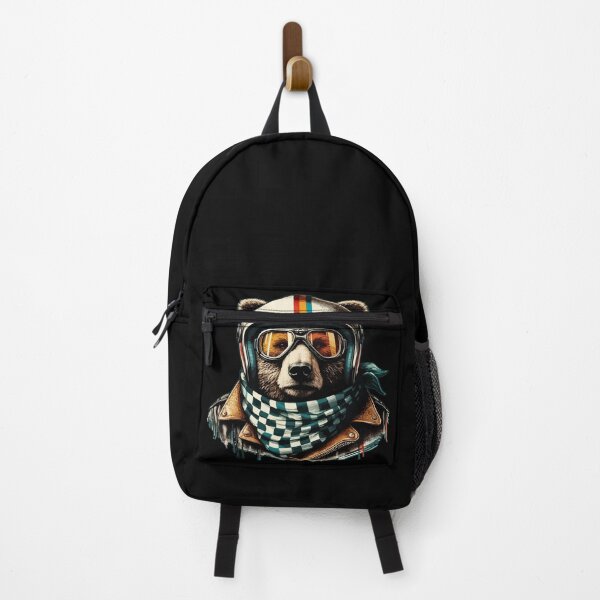 Item preview, Biker Bear In Helmet Checkered designed and sold by TomFrontierArt.