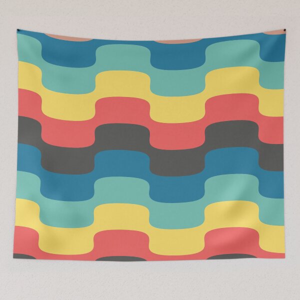 Item preview, Vivid Prismatic Polychrome Rainbow Jagged Waves designed and sold by EvergreenMotifs.