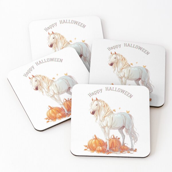 Item preview, Snow white horse with pumpkins. Arabian horse lover. Happy Halloween designed and sold by Anastasiia Yurevych.
