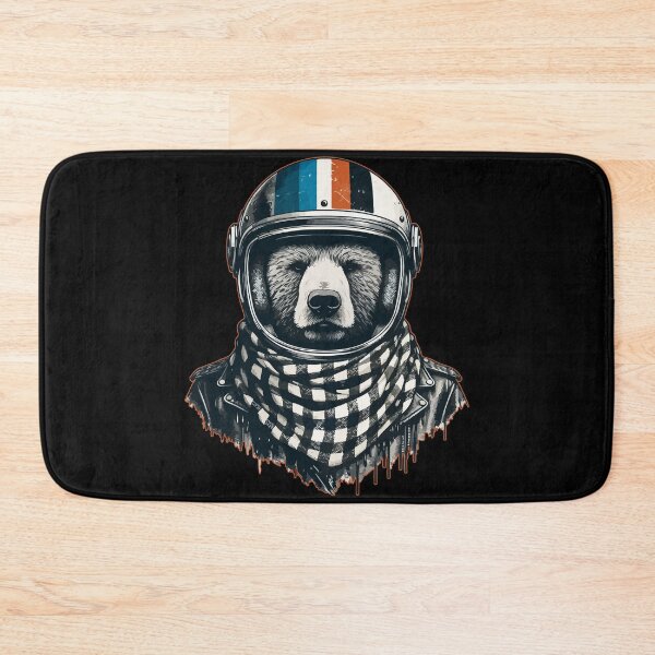 Item preview, Cool Biker Bear In Helmet Checkered designed and sold by TomFrontierArt.