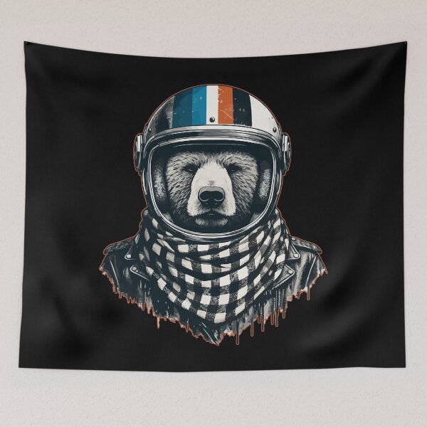 Item preview, Cool Biker Bear In Helmet Checkered designed and sold by TomFrontierArt.