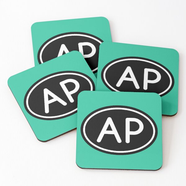 Item preview, AP Initials Monogram Oval White Letters designed and sold by Jeallan Designs.