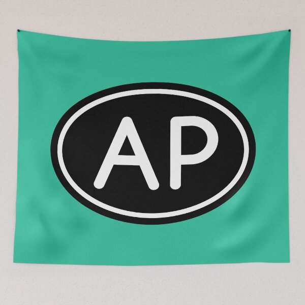 Item preview, AP Initials Monogram Oval White Letters designed and sold by Jeallan Designs.
