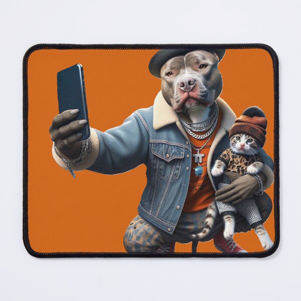 Item preview, Copy of Pitbull Celebrity Taking Selfie with Kitten designed and sold by TheDogOnIt.