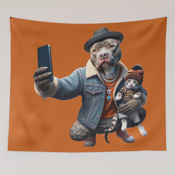 Item preview, Copy of Pitbull Celebrity Taking Selfie with Kitten designed and sold by TheDogOnIt.