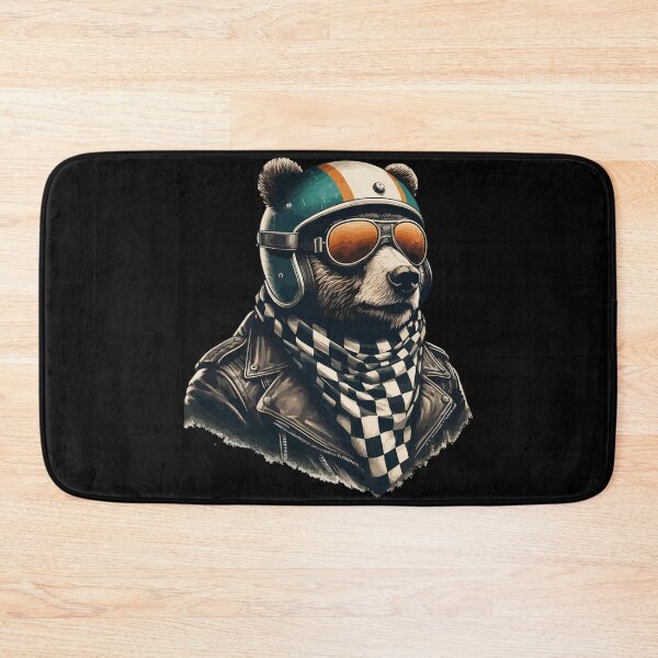 Item preview, Funny Biker Bear In Helmet Checkered designed and sold by TomFrontierArt.